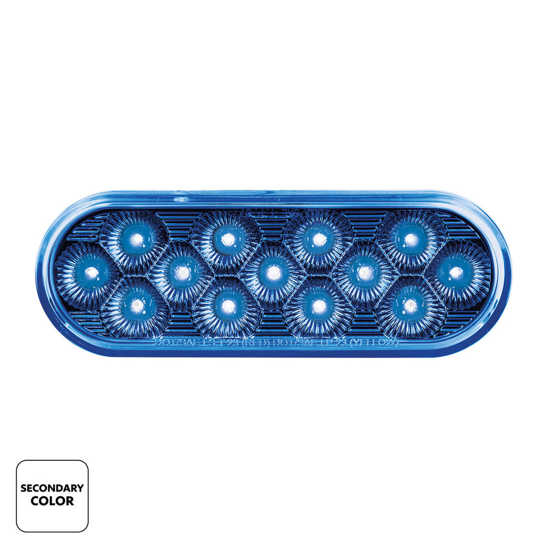 13 LED 6" Oval Double Fury Light (Stop &amp; Turn) - Red &amp; Blue LED/Clear Lens