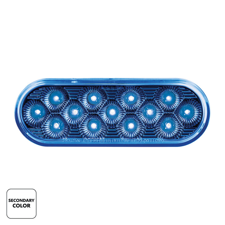 13 LED 6" Oval Double Fury Light (Stop &amp; Turn) - Red &amp; Blue LED/Clear Lens