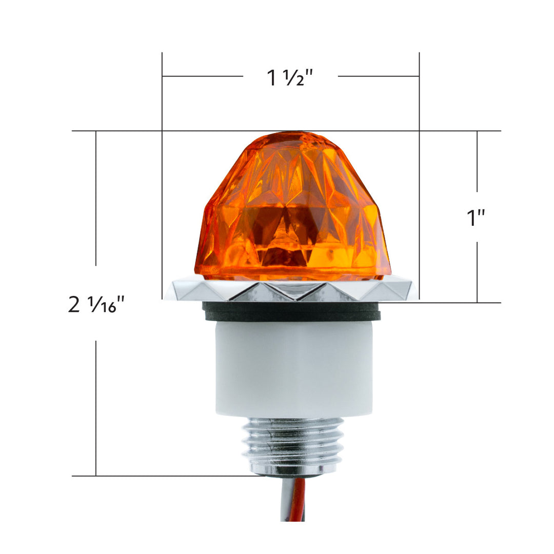 2 LED Dual Function Mini Crystal Watermelon Light (Clearance/Marker) - Amber LED/Amber Lens