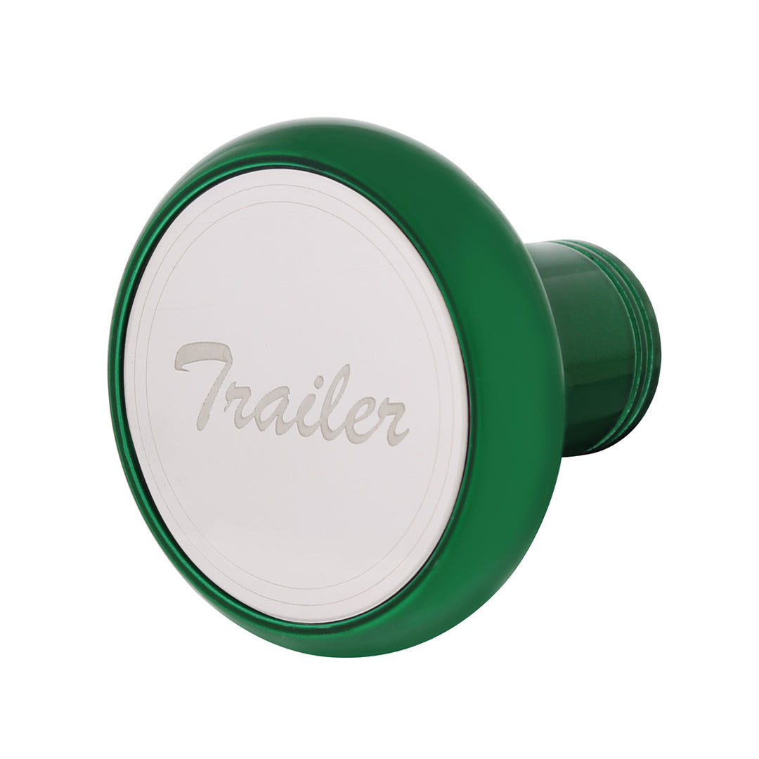 Deluxe Aluminum Screw-On Air Valve Knob With Stainless Trailer Plaque - Emerald Green