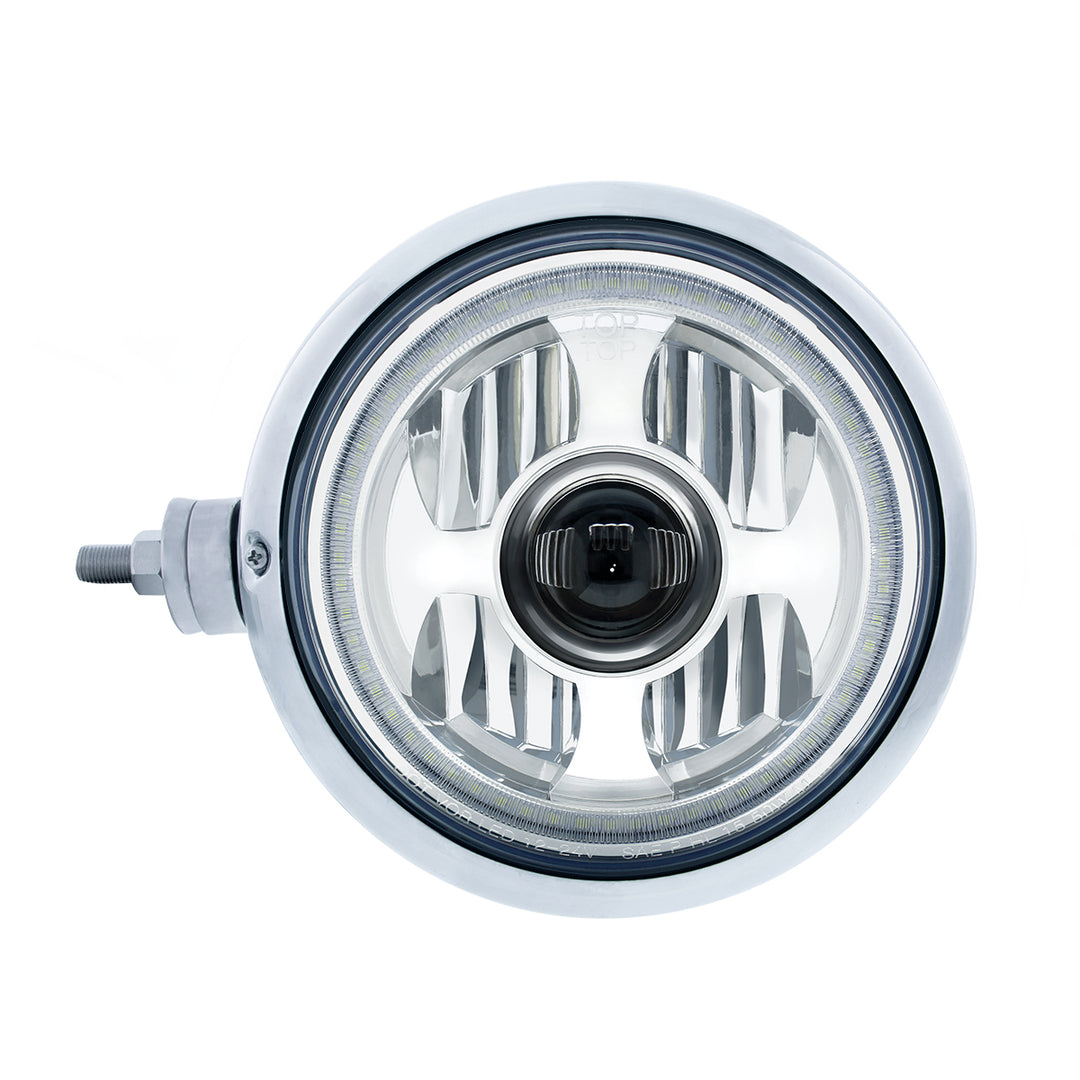 Stainless Steel Guide 682-C Style Headlight Assembly W/LED Headlight &amp; Dual Color Position Light - L/H (Horizontal Mount)