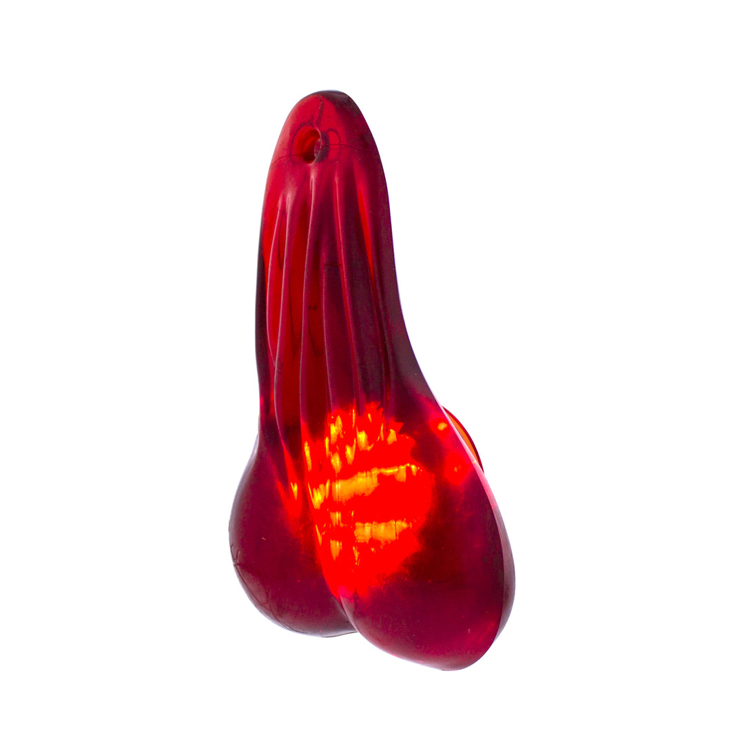 8-1/4" Tall Large Low - Hanging Rubber Balls With LED Light - Red LED