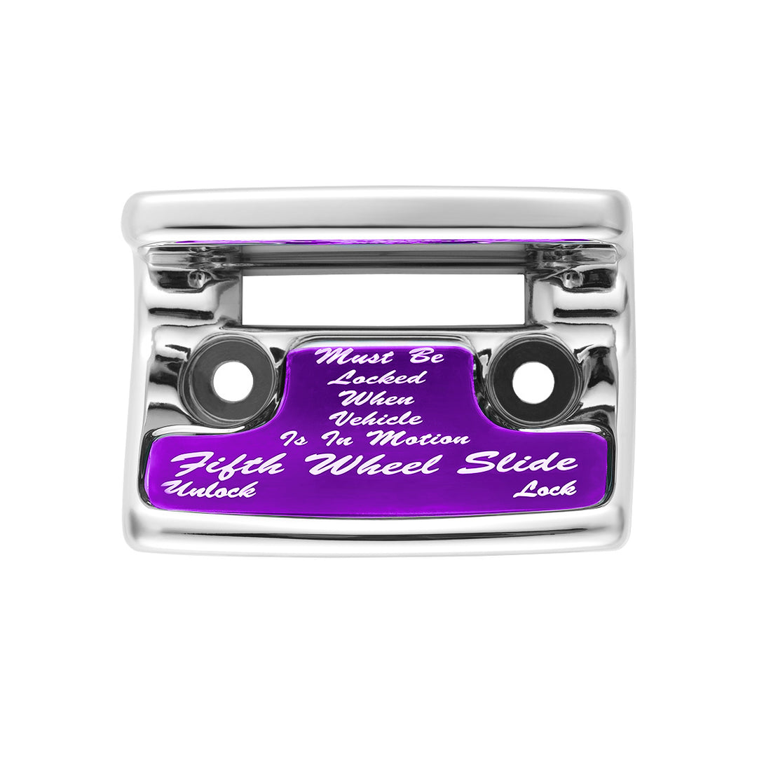 Chrome Plastic Fifth Wheel Switch Guard With Glossy Sticker For 1990-2010 Freightliner Classic - Purple Sticker