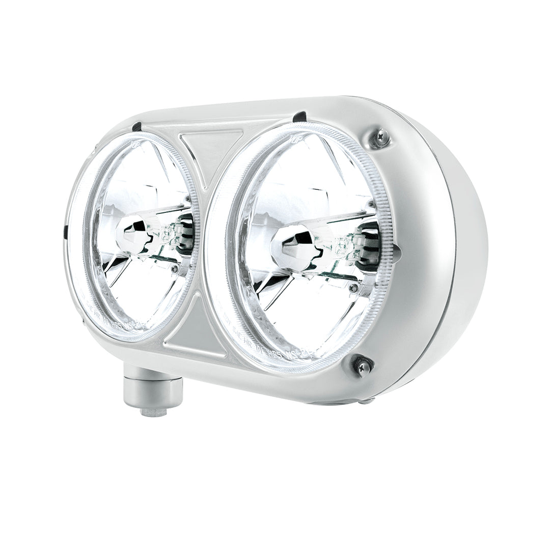 Headlight Assembly With Crystal Halogen Bulbs &amp; 304 Stainless Steel Housing For Peterbilt 359 - Driver