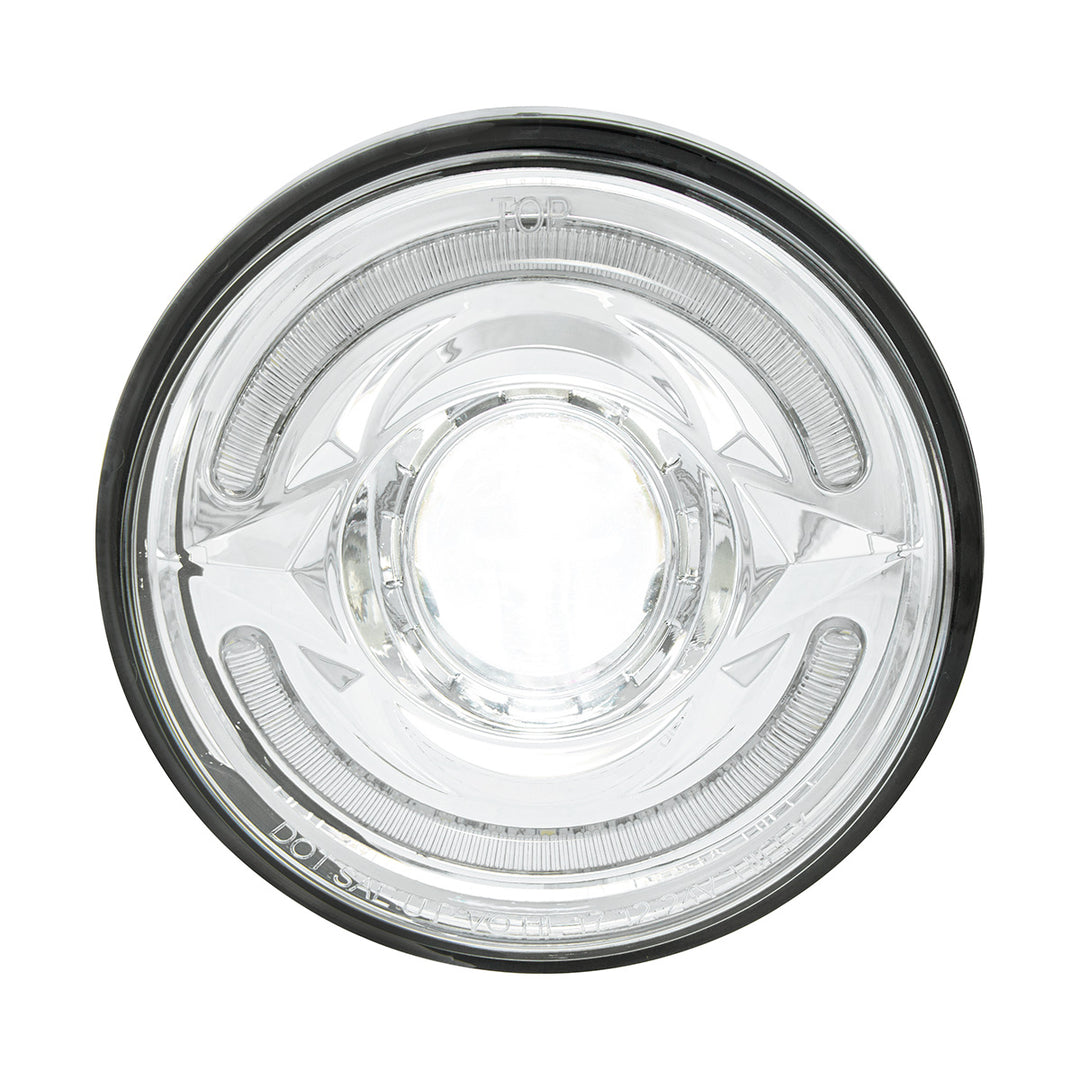 ULTRALIT - LED 5-3/4" Round Headlight With 60 LED Dual Color Light Bar, Amber &amp; White LED - High Beam