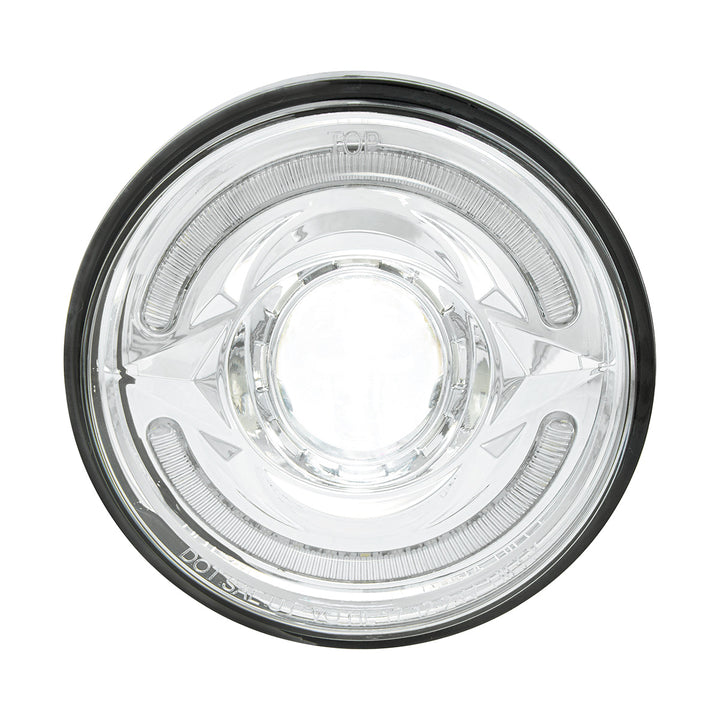 ULTRALIT - LED 5-3/4" Round Headlight With 60 LED Dual Color Light Bar, Amber &amp; White LED - High Beam