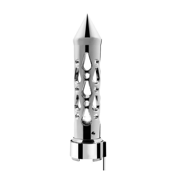 Brooklyn Style Spike Gearshift Knob With LED 9/10 Speed Adapter - Chrome/White LED