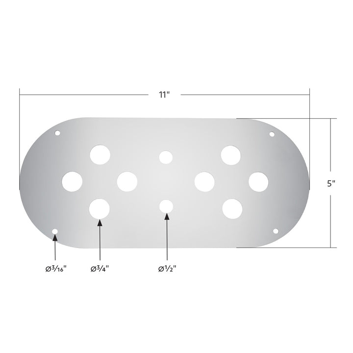 Stainless Steel Above Door Dome Light Plate With 8 x 3/4" Mini Light Cutouts For Kenworth &amp; Peterbilt Trucks