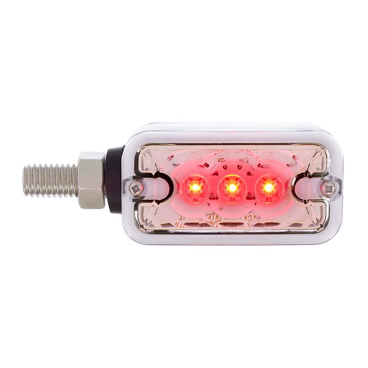 6 LED Single Function Double Face Light - Horizontal Mount - Amber &amp; Red LED/Clear Lens