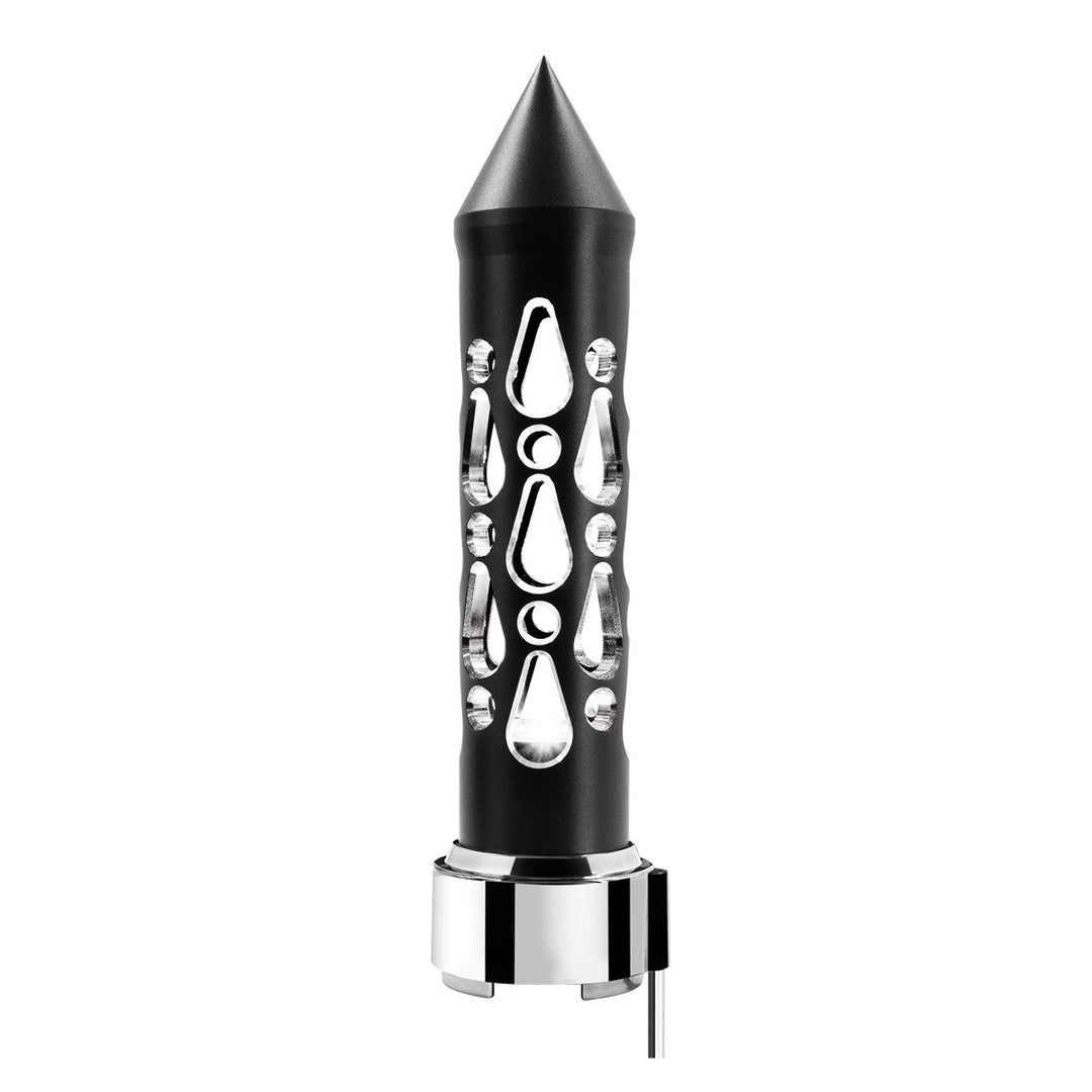 Thread-On Brooklyn Style Spike Gearshift Knob With LED 9/10 Speed Adapter - Matte Black/White LED