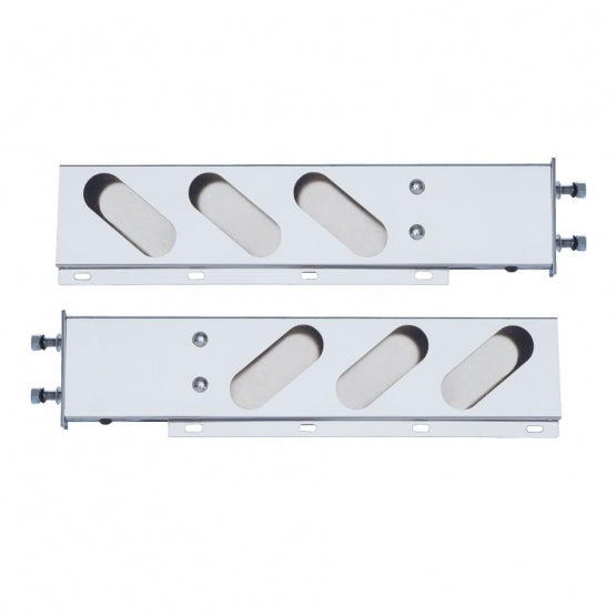 3-3/4" Bolt Pattern Stainless Spring Loaded Light Bar With 6X Oval Light Cutouts (Pair)