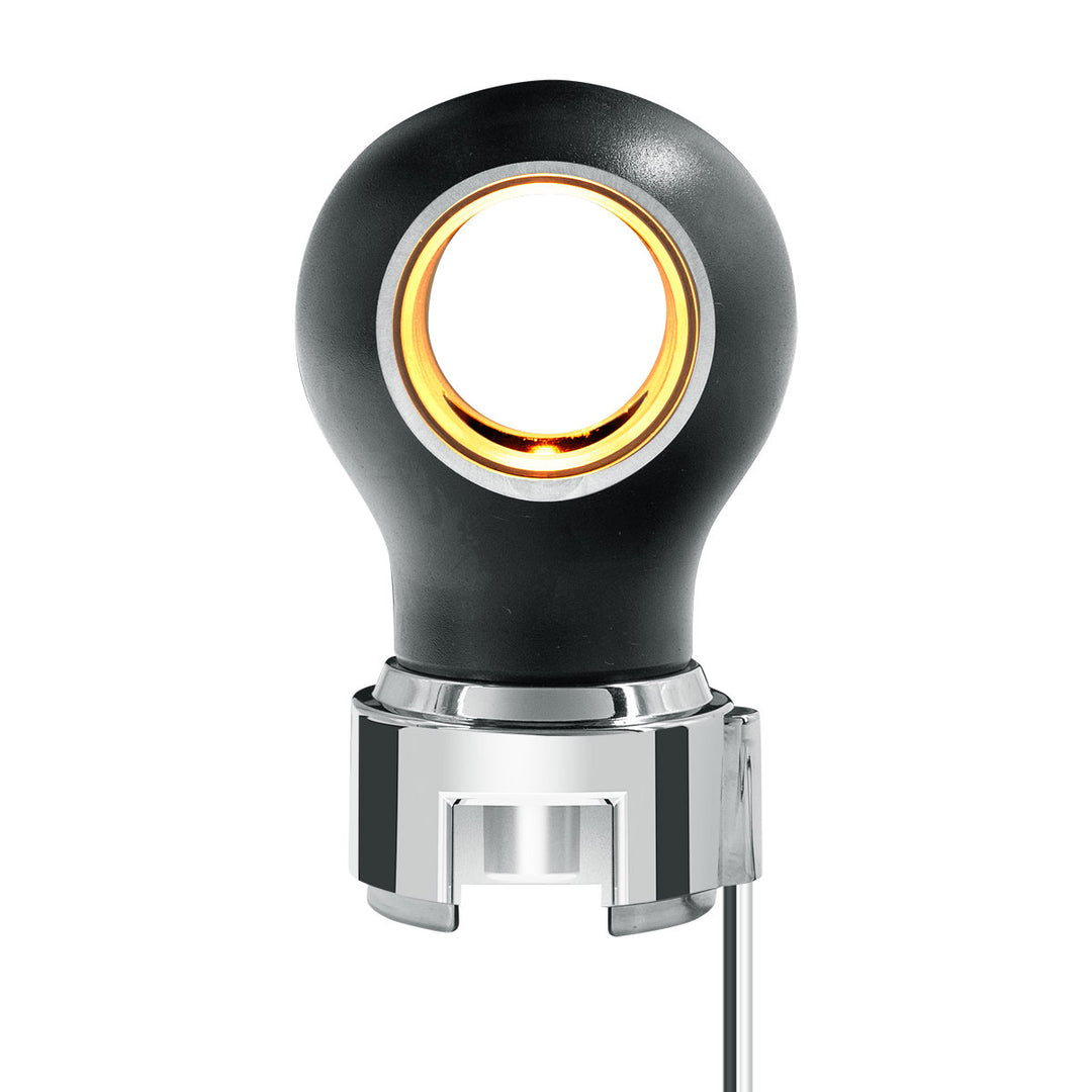 Thread-On Matte Black Charlotte Style Gearshift Knob With LED 13/15/18 Speed Adapter - Amber LED