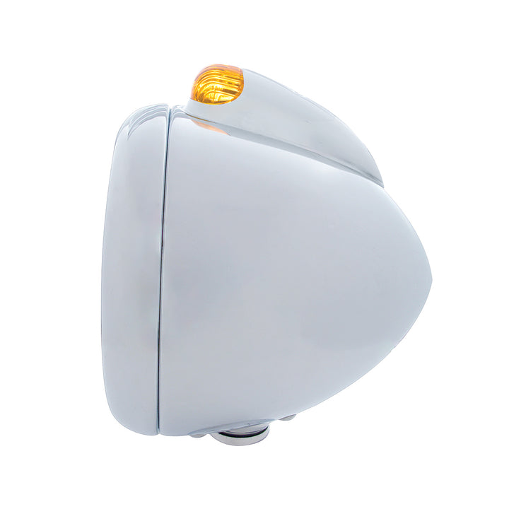 Stainless Steel Guide 682-C Headlight H6024 &amp; Dual Mode LED Signal - Amber Lens