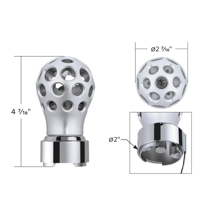 Thread-On Annodized Phoenix Style Ball Gearshift Knob With LED 9/10 Speed Adapter - Amber LED