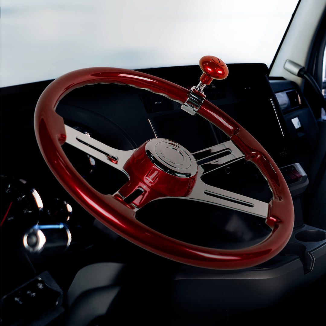 18" Vibrant Color 4 Spoke Steering Wheel - Candy Red