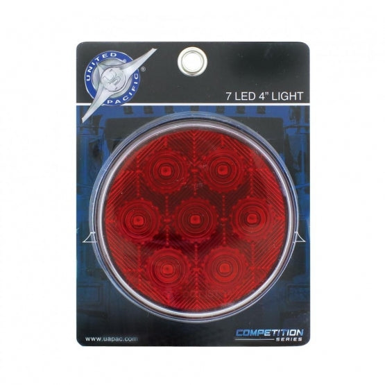 7 LED 4" Round Competition Series Light (Stop, Turn &amp; Tail) - Red LED/Red Lens (Bulk)