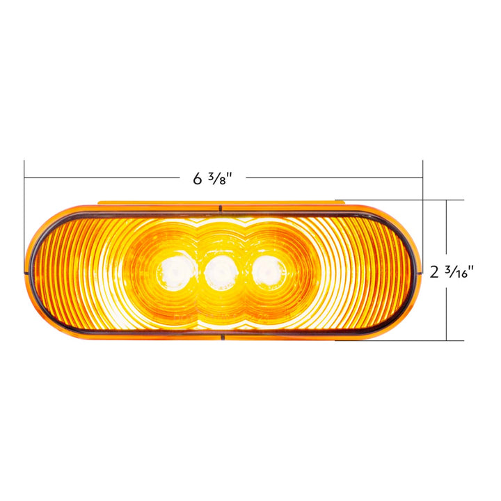 3 LED 6" Oval Light(Turn Signal) - Amber LED/Amber Lens