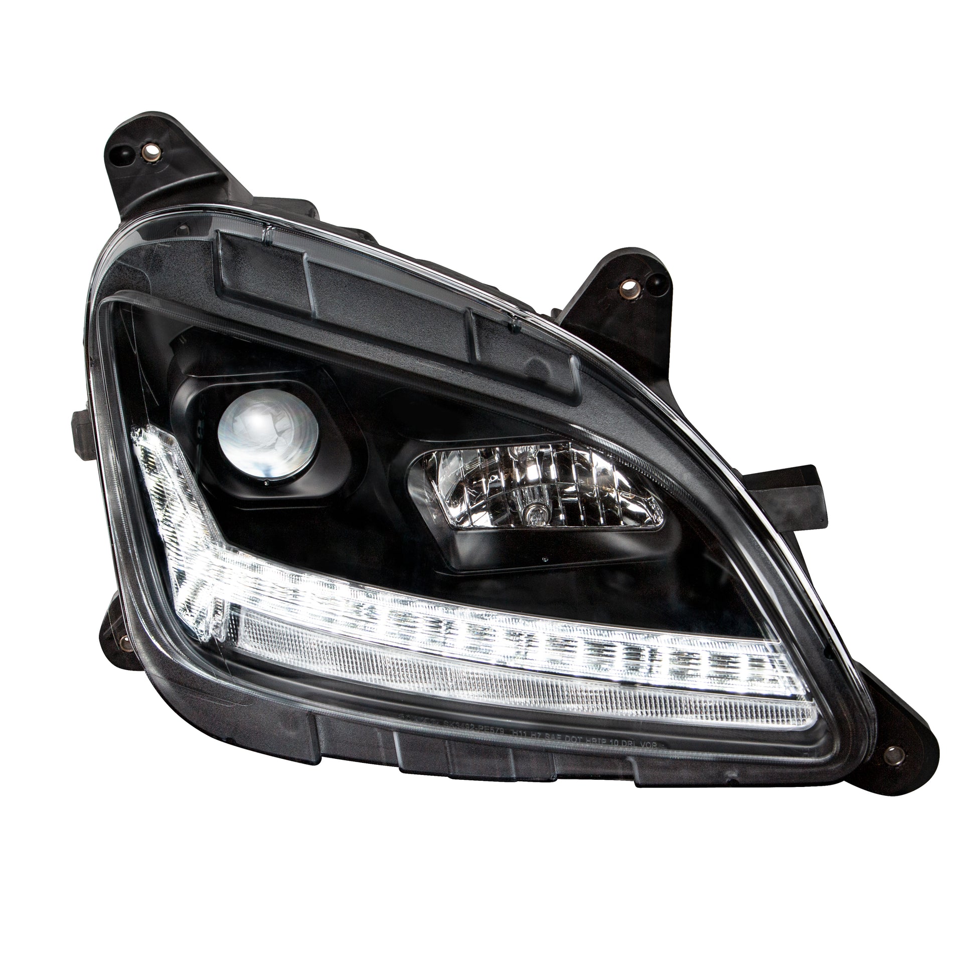 "Blackout" Projection Headlight With LED Sequential Turn & DRL For 2012-2021 Peterbilt 579- Passenger