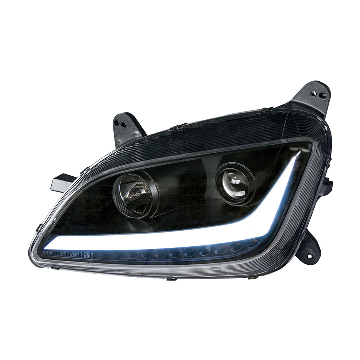 Black Projection Headlight With LED Position &amp; Signal For 2012-2021 Peterbilt 579 - Driver