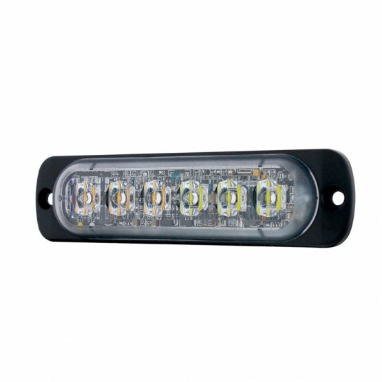 6 High Power LED Super Thin Directional Warning Light - Amber &amp; White LED (Bulk)