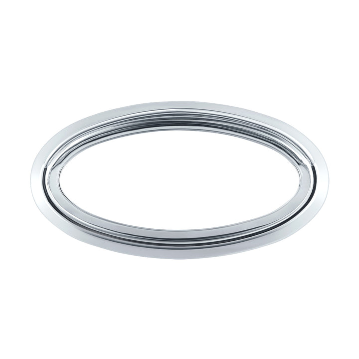 Chrome Plastic Bezels With Visor For 3" x 1-1/8" Peterbilt Door Emblem (Card of 2)