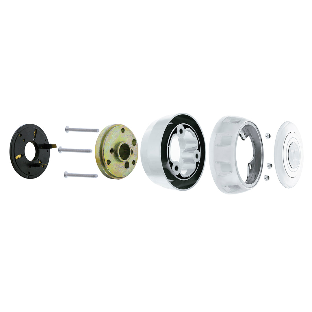 Chrome Steering Wheel Hub &amp; Horn Button Kit For 2014-2025 Kenworth T680 &amp; Peterbilt 579
