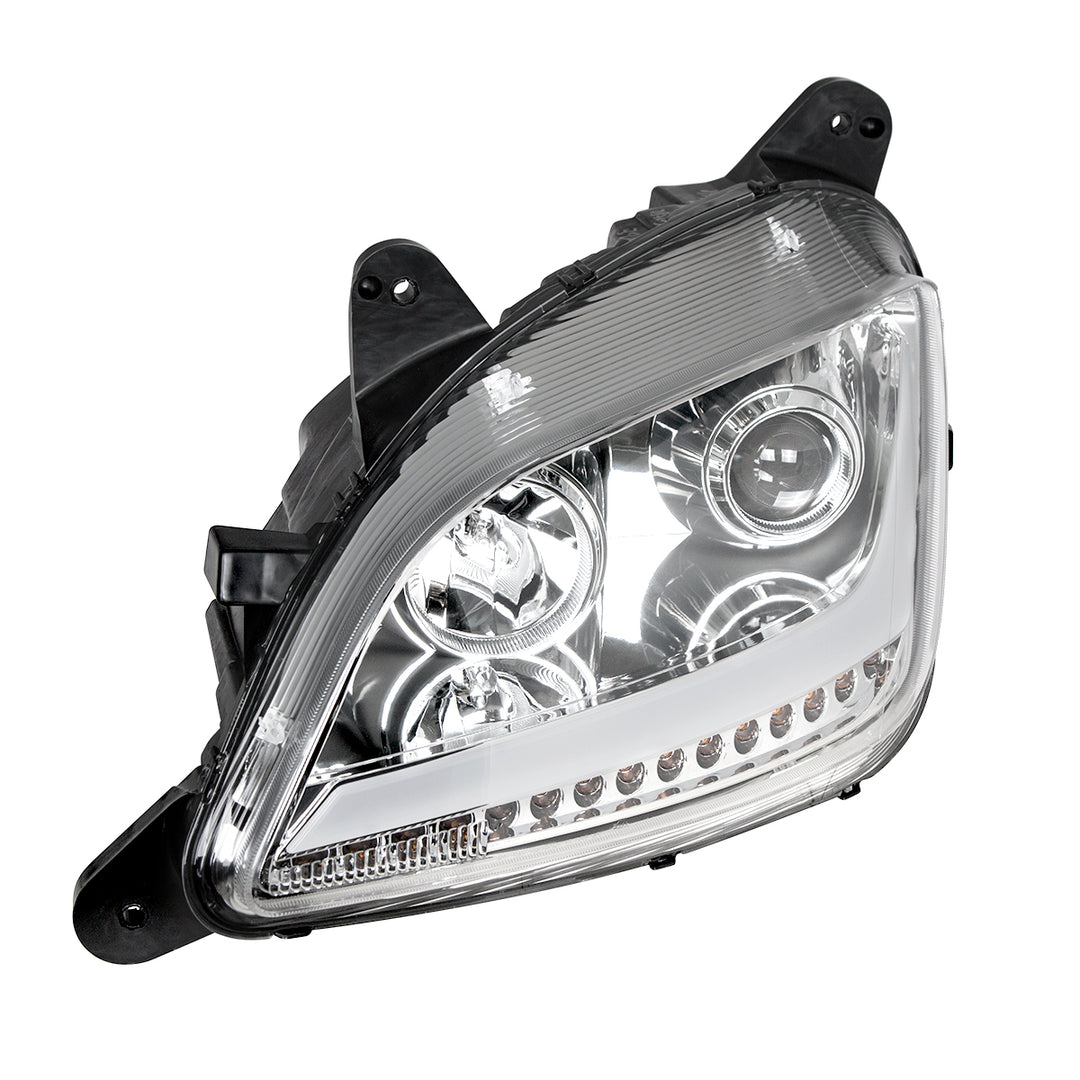 Chrome Projection Headlight With LED Position Light &amp; Signal For 2012-2021 Peterbilt 579 - Driver
