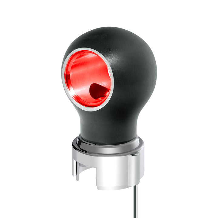 Thread-On Matte Black Charlotte Style Gearshift Knob With LED 13/15/18 Speed Adapter - Red LED
