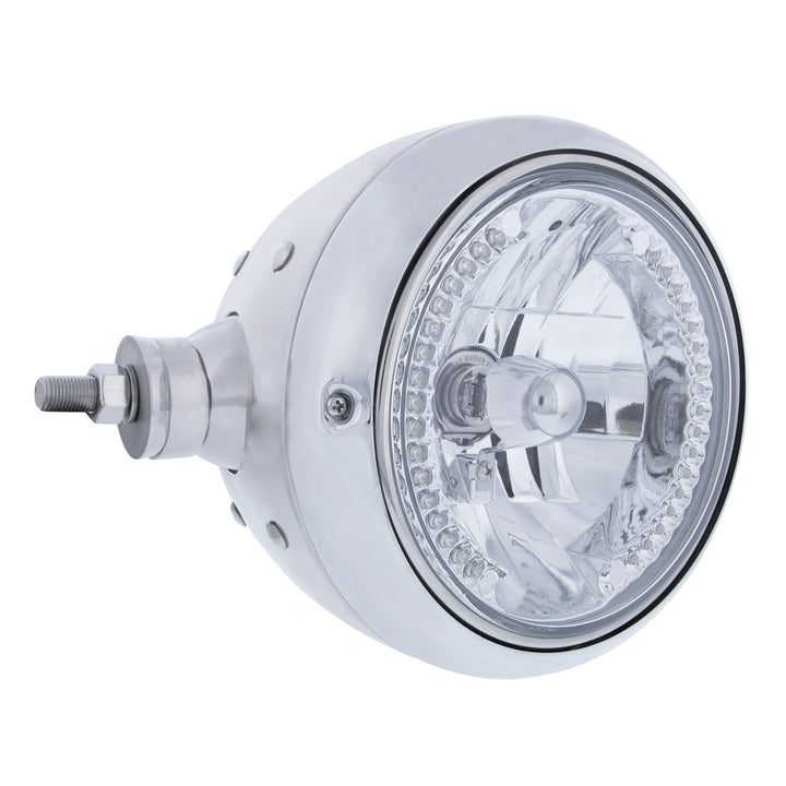 Chrome Guide 682-C Style Headlight Assembly W/Crystal Lens &amp; 34 LEDs Position Light - L/H (Horizontal Mount)