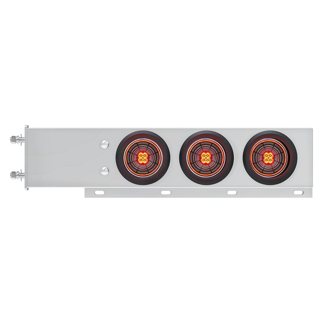 3-3/4" Bolt Pattern Stainless Steel Spring Loaded Bar With 6 x 4" 13 LED Abyss Lights - Red LED/Clear Lens (Pair)