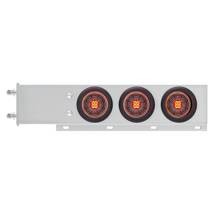 3-3/4" Bolt Pattern Stainless Steel Spring Loaded Bar With 6 x 4" 13 LED Abyss Lights - Red LED/Clear Lens (Pair)