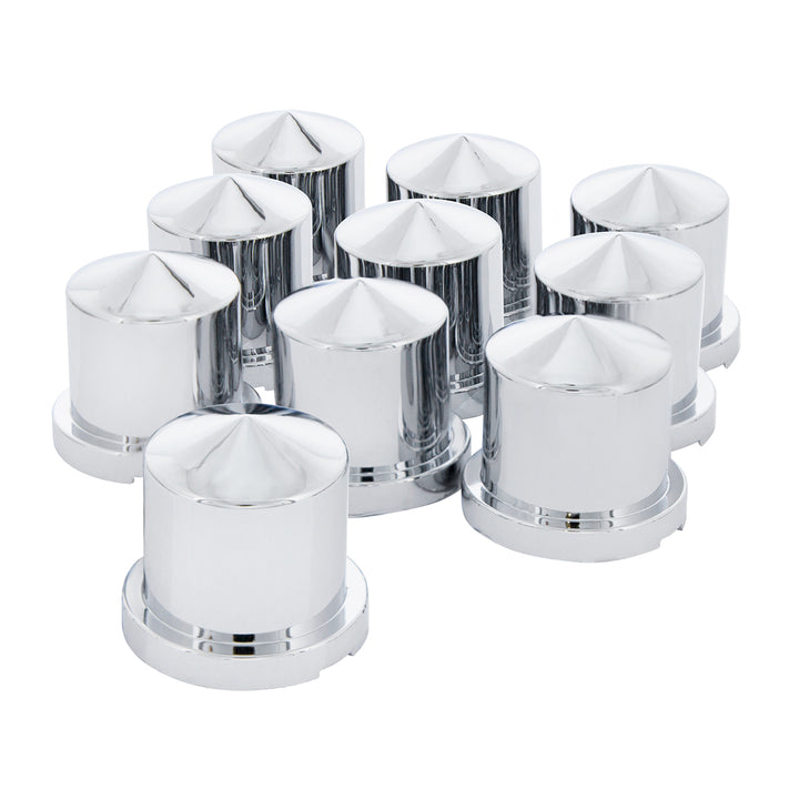 15/16" x 1-1/2" Chrome Plastic Pointed Nut Covers - Push-On (10-Pack)