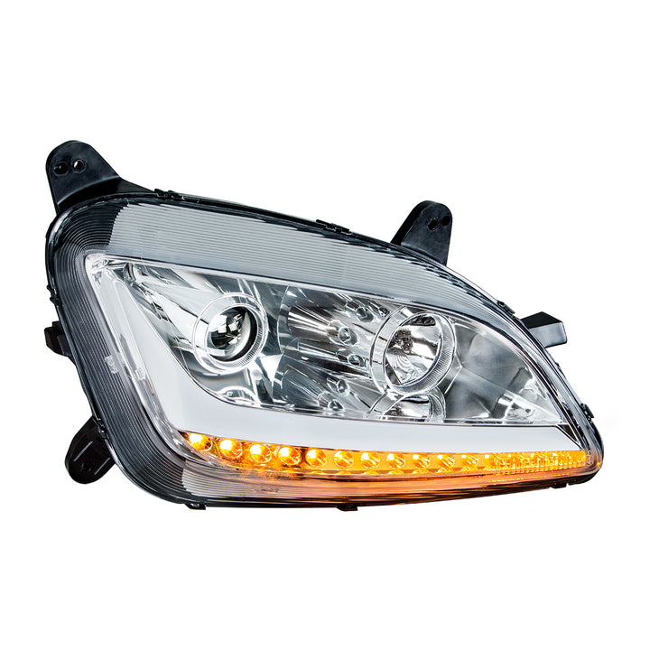 Chrome Projection Headlight With LED Position Light &amp; Signal For 2012-2021 Peterbilt 579 - Passenger