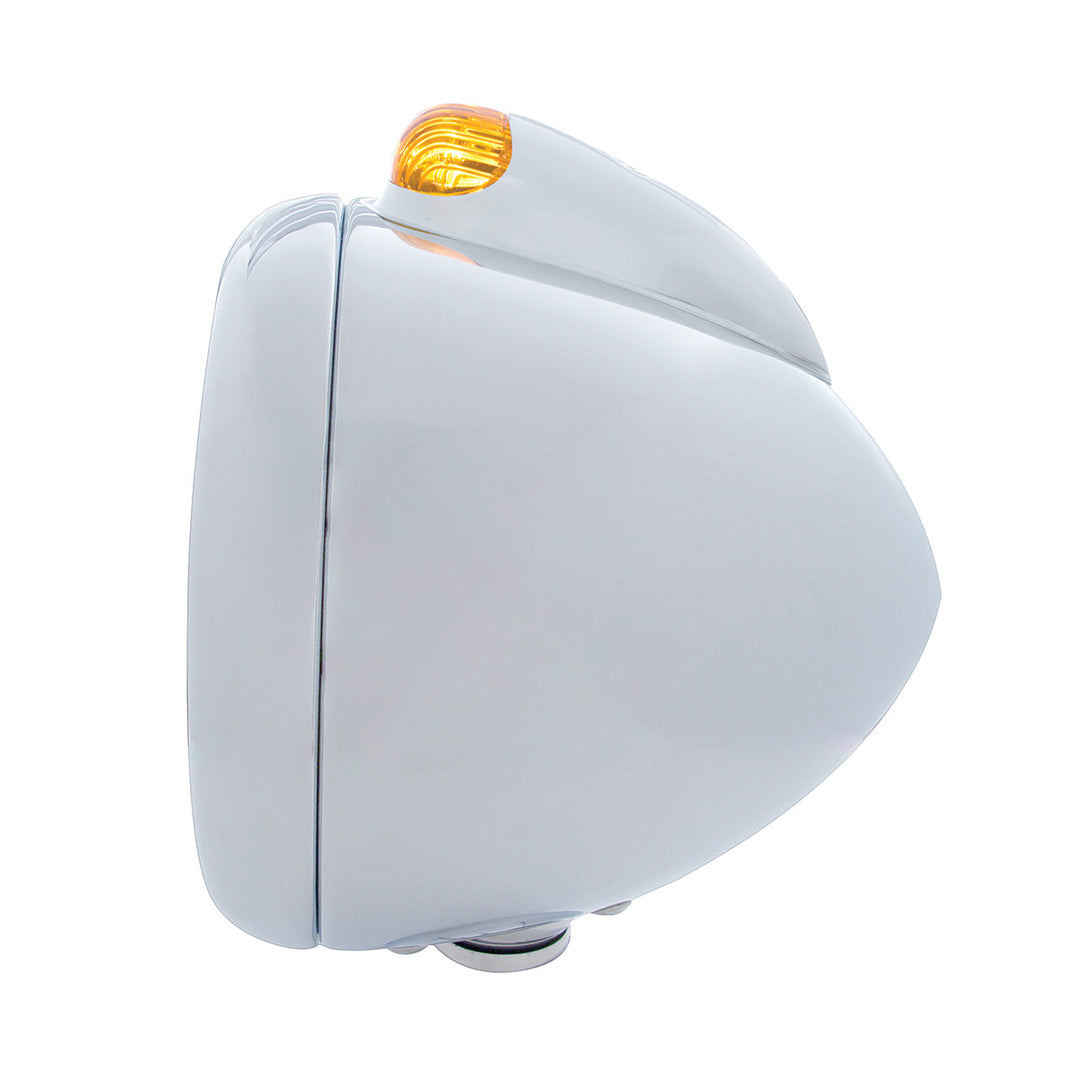 Chrome Guide 682-C Headlight H4 With 10 Amber LED &amp; Dual Mode LED Signal - Amber Lens
