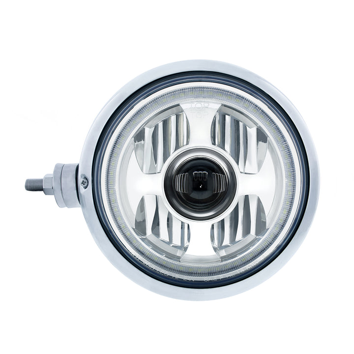 Chrome Guide 682-C Style Headlight Assembly W/LED Headlight &amp; Dual Color Position Light - L/H (Horizontal Mount)