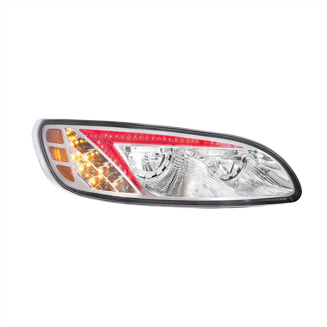Chrome LED Headlight With Color Changing Position Light Bar For Peterbilt 386 (2005-2015) &amp; 387 (1999-2010) - Passenger