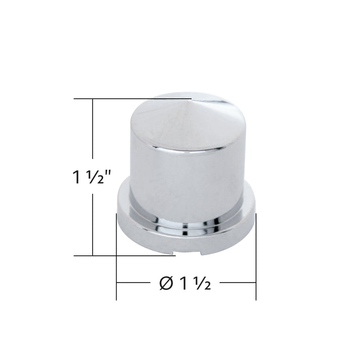 15/16" x 1-1/2" Chrome Plastic Pointed Nut Covers - Push-On (10-Pack)