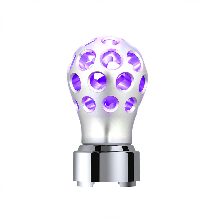 Thread-On Annodized Phoenix Style Ball Gearshift Knob With LED 9/10 Speed Adapter - Purple LED