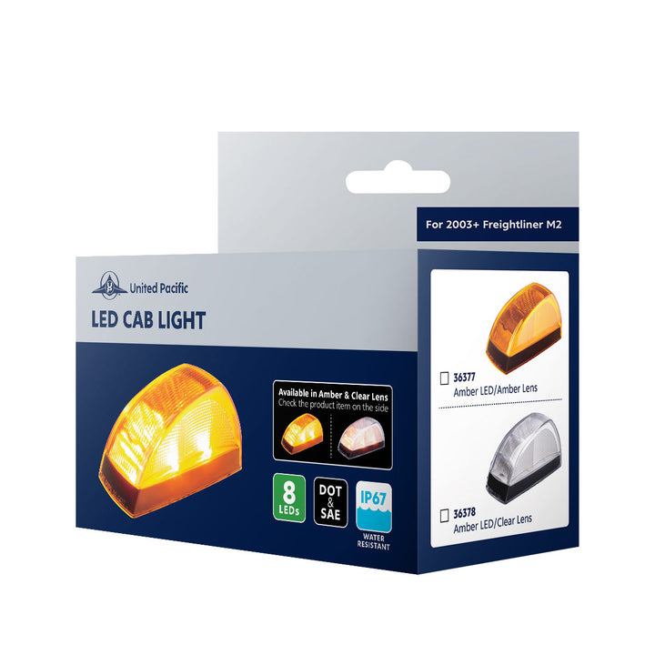 8 LED Cab Light For Freightliner M2 - Amber LED/Clear Lens