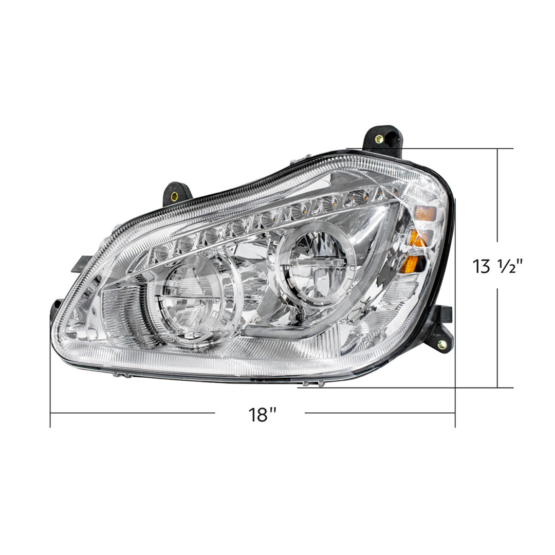 High Power 45 LED Chrome Headlight With Sequential Turn Signal For 2013-2021 Kenworth T680 - Driver