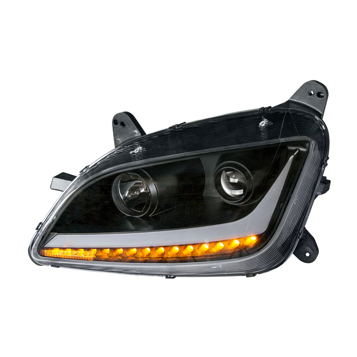 Black Projection Headlight With LED Position &amp; Signal For 2012-2021 Peterbilt 579 - Driver