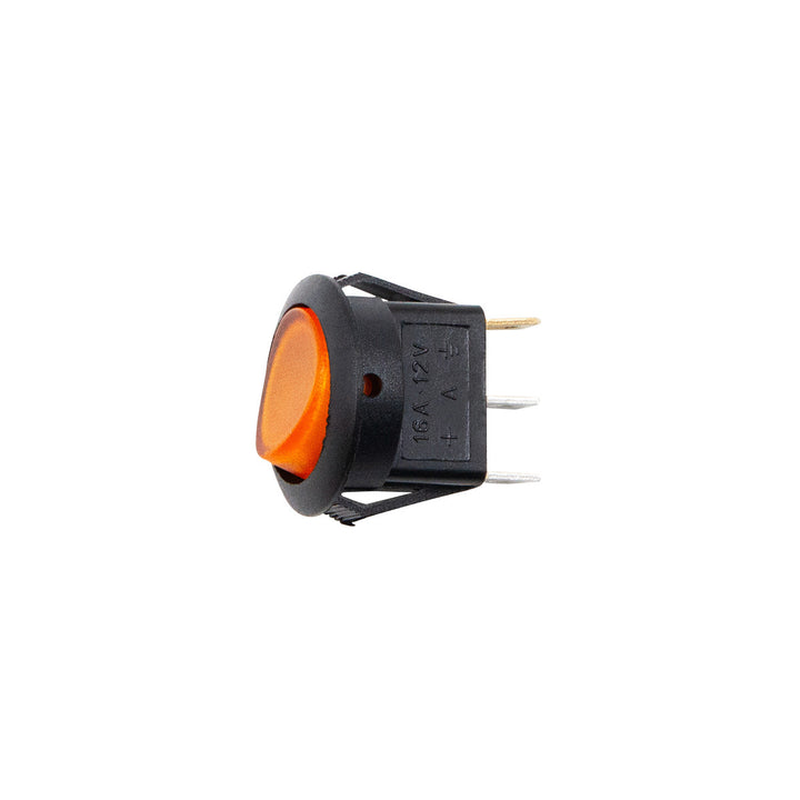 Amber Illum Round Rocker 10 Amp 12V On/Off 1/2" Dia. 1 Pc.