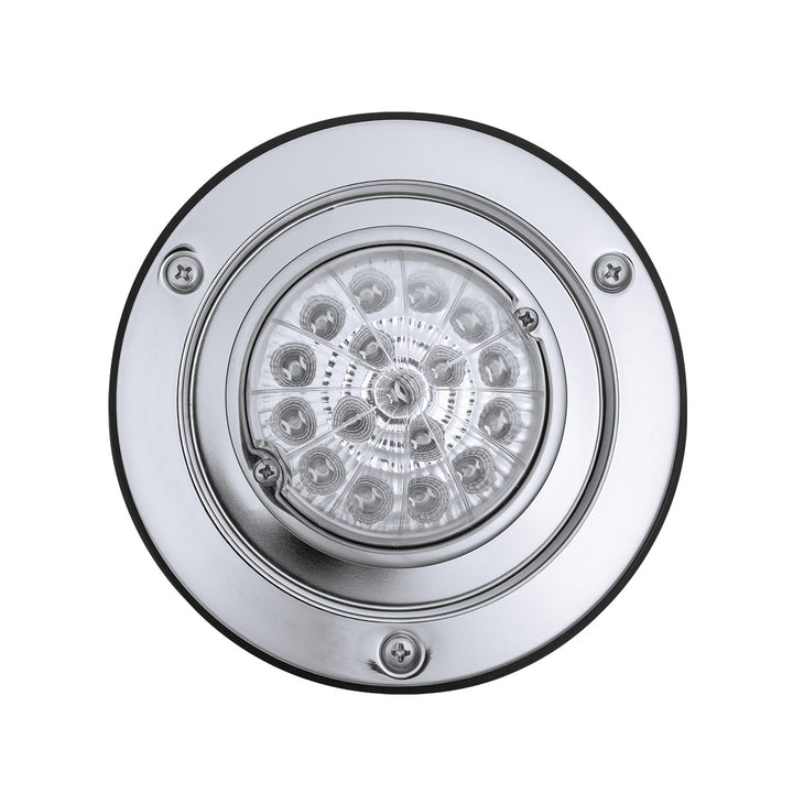 17 LED Dual Function Watermelon Reflector Light Sleeper Bunk Kit With 304 Stainless Steel Bezel - Amber LED/Clear Lens