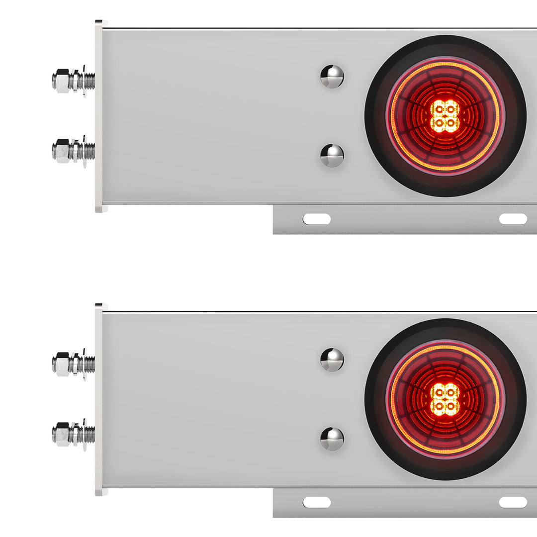 2-1/2" Bolt Pattern Chrome Spring Loaded Bar W/6 x 4" 13 LED Abyss Lights - Red LED/Red Lens (Pair)