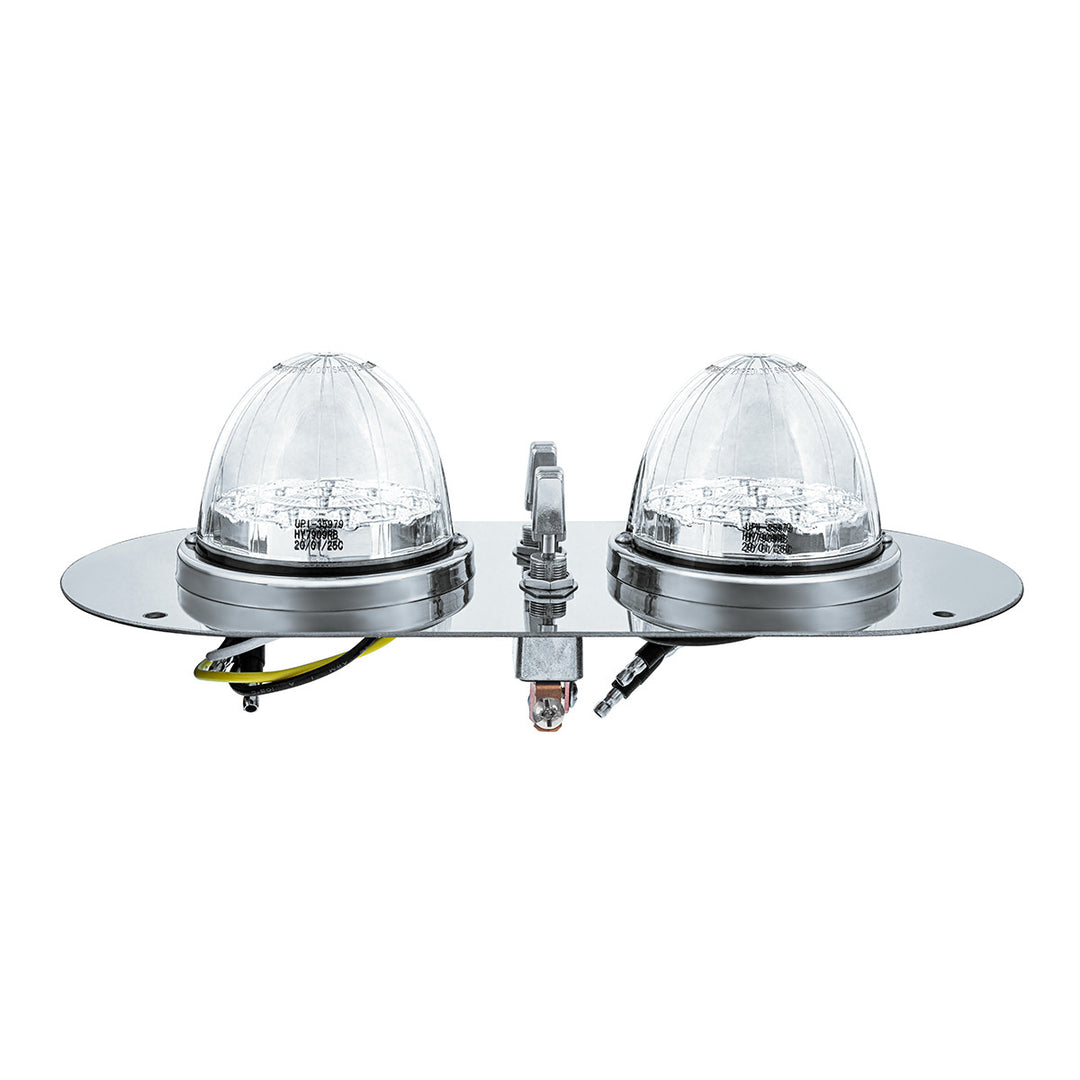 304 Stainless Steel Above Door Dome Light Kit With 2 x 17 LED Double Fury Watermelon For KW &amp; PB Trucks - Amber &amp; White LED
