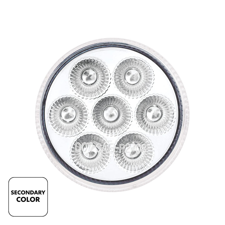 7 LED 2" Round Double Fury Light (Clearance/Marker) - Amber &amp; White LED/Clear Lens