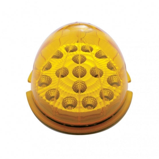 Fog Light Cover With Amber LED Clear Style Reflector Light &amp; Visor For 2007-17 KW T660 - Driver - Amber Lens