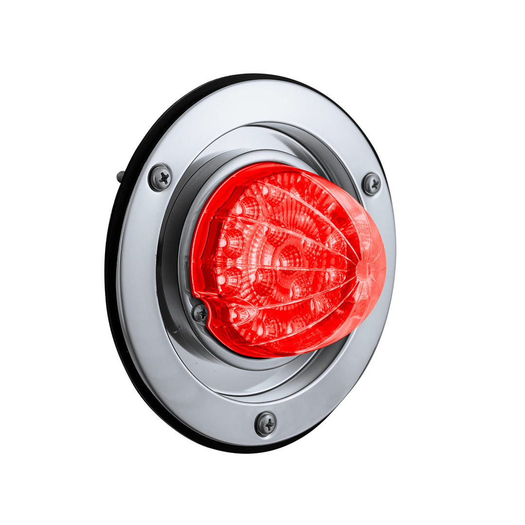 17 LED Dual Function Watermelon Reflector Light Sleeper Bunk Kit With 304 Stainless Steel Bezel - Red LED/Clear Lens