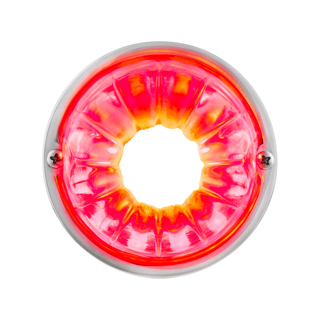 Dual Function Glass Watermelon Flush Mount Kit With LED Bulb - Red LED/Clear Lens