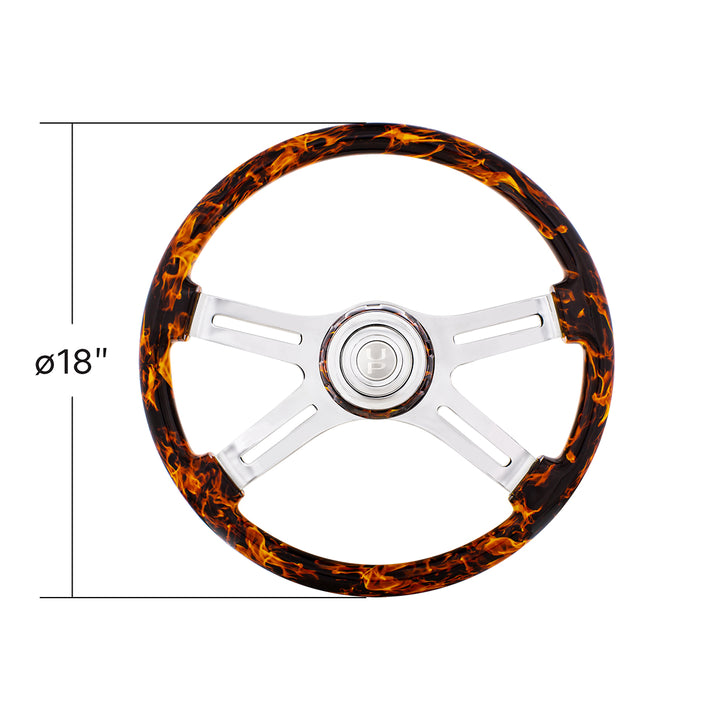 18" Flame Steering Wheel With Matching Flame Bezel